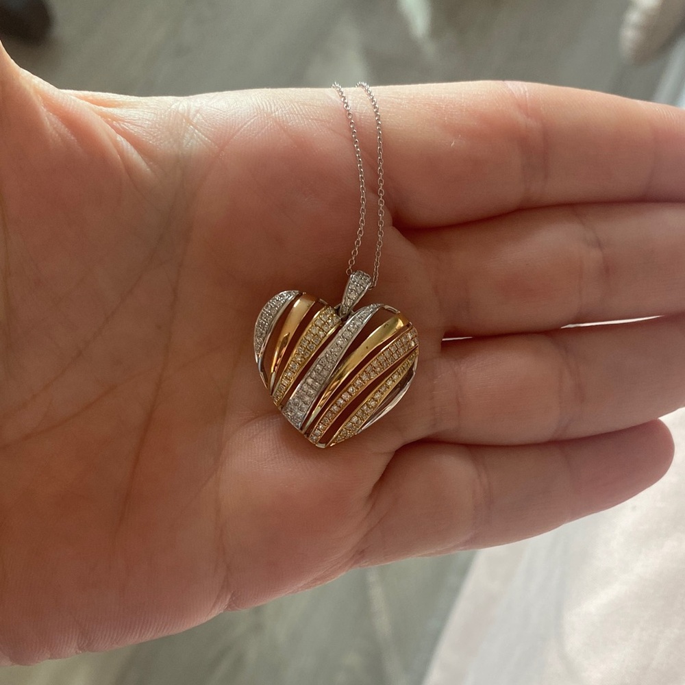 Elegant Effy 14k Tri-Gold Heart Pendant Necklace